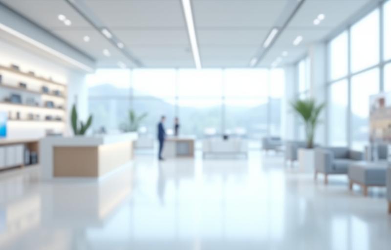 Interior view of a modern tech store or office